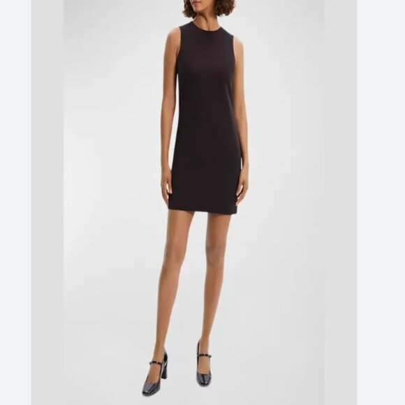 NWT Theory Shift Dress in Admiral Crepe Hickory dark brown - Picture 2 of 7